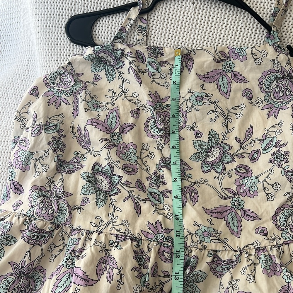 Floral Sun Dress Cream,Lavender & Light Blue Cotton Maxi Dress Tiers NWOT sz20 - Picture 14 of 15